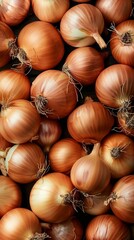 Wall Mural - Top-down photo of pile of onions