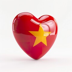 Wall Mural - 3d heart with the Vietnam flag on it, white background