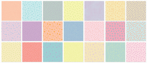 Sticker - Collection of bright seamless colorful patterns. Creative unusual textile vibrant prints. Repeatable fun trendy backgrounds. Fashion style 80-90s