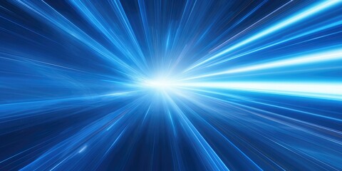 Wall Mural - Light speed, hyperspace, space warp in blue background
