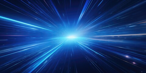 Wall Mural - Light speed, hyperspace, space warp in blue background