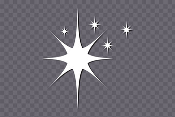 Wall Mural - Star icon collection. Twinkling stars symbols in white design. Vector SVG illustration. Design elements. isolated png transparent background