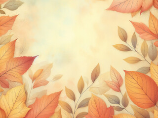 Canvas Print - Autumn background with leaves and place for text.AI