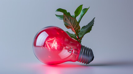 Wall Mural - a light bulb with a plant inside on white background