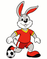 Wall Mural - Rabbit is a football player
