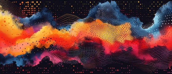 Canvas Print - abstract celestial ocean tide flowing through the galaxy in vivid colors