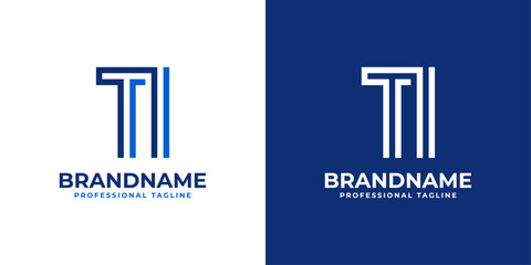 Poster - Letters TI Line Monogram Logo, suitable for business with TI or IT initials