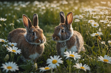 Canvas Print - easter bunny in the grass