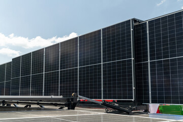 Mobile solar energy power station. Renewable energy and sustainable development..