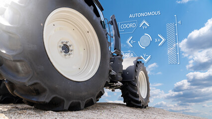 Aufkleber - Autonomous tractor with artificial intelligence. Digitalization and digital transformation in agriculture 4.0. Smart farming..