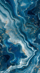 Wall Mural - Abstract Golden Swirls in Blue Marble Texture Background