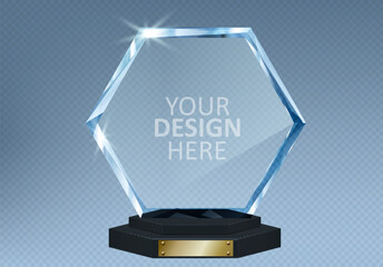 transparent trophy, award and winner cup. Trophy and award prize, sport cup transparent realistic, vector illustration