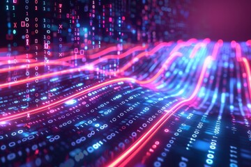 Digital Binary Technology Background created with Generative AI