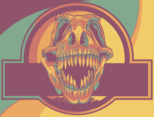Wall Mural - vector illustration of skull dinosaur t-rex in logo