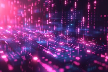 Digital Binary Technology Background created with Generative AI