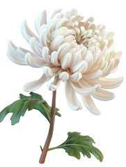 Wall Mural - 3D close-up cartoon depiction of a chrysanthemum isolated on transparent background cutout png