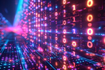Digital Binary Technology Background created with Generative AI