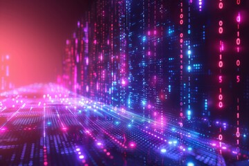 Digital Binary Technology Background created with Generative AI