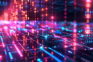 Digital Binary Technology Background created with Generative AI