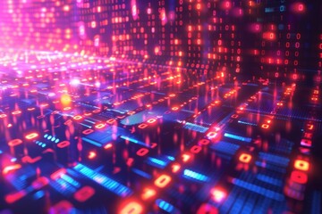 Digital Binary Technology Background created with Generative AI