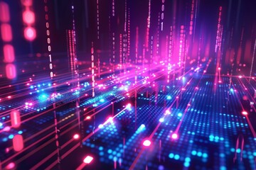 Digital Binary Technology Background created with Generative AI