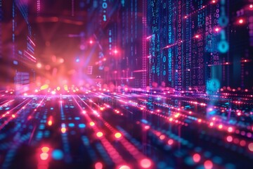 Digital Binary Technology Background created with Generative AI