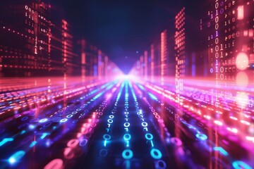 Digital Binary Technology Background created with Generative AI