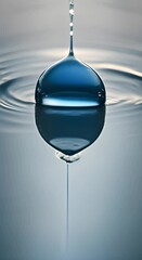 Wall Mural - A small drop of water is floating on the surface of a large body of water The water is calm and still with no ripples or waves Concept of tranquility and peacefulness Vertical video