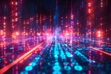Digital Binary Technology Background created with Generative AI