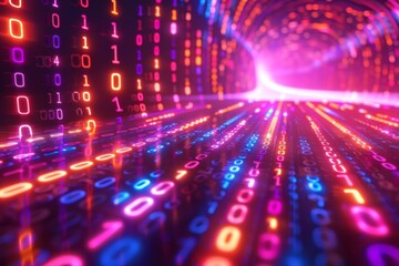 Digital Binary Technology Background created with Generative AI