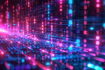 Digital Binary Technology Background created with Generative AI