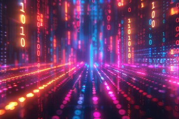 Digital Binary Technology Background created with Generative AI