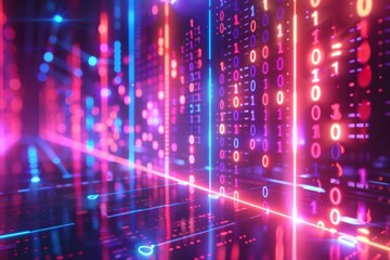 Digital Binary Technology Background created with Generative AI