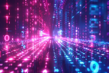 Digital Binary Technology Background created with Generative AI