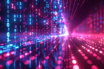 Digital Binary Technology Background created with Generative AI