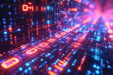 Digital Binary Technology Background created with Generative AI