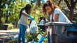 © Patcharaphorn - Immerse yourself in the spirit of saving the environment as charity volunteers and community members join forces to put trash in garbage bins, promoting cleanliness and environmental awareness.