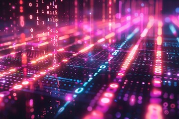 Digital Binary Technology Background created with Generative AI