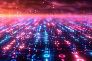 Digital Binary Technology Background created with Generative AI