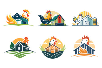 Wall Mural - minimalist-poultry-farms-vector-art-illus.eps