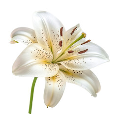 Wall Mural - Cream lily flower with speckled petals isolated on white