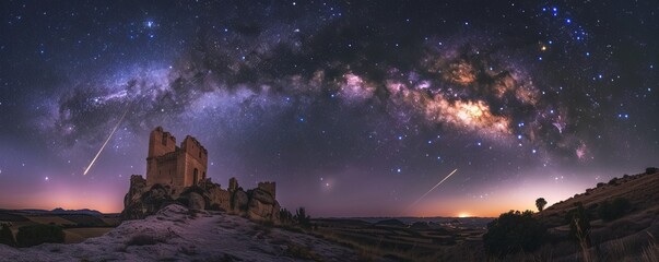 Wall Mural - milky way and meteor in the castle