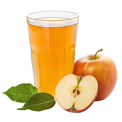 Wall Mural - Fresh and Healthy Apple Juice with Whole Apple isolated on transparent background