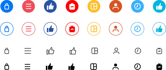 Social media generic reaction icons set. Social media dating icons. Design for web and mobile app