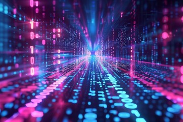 Digital Binary Technology Background created with Generative AI