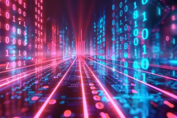 Digital Binary Technology Background created with Generative AI
