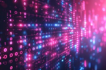 Digital Binary Technology Background created with Generative AI