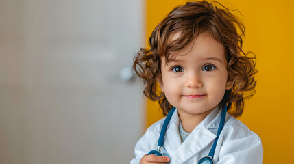 Canvas Print - toddler as a doctor on bright background