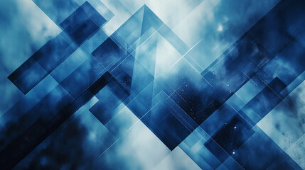 Geometric shapes in blue on an abstract background 