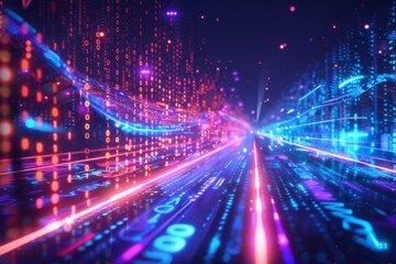 Digital Binary Technology Background created with Generative AI